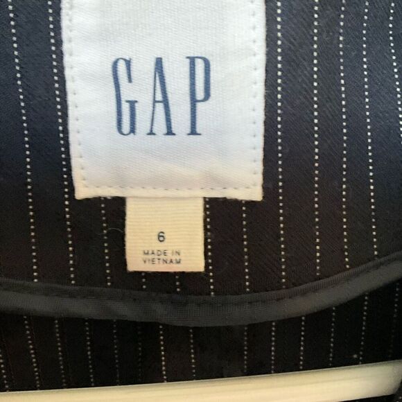 GAP Pinstripe Navy Blue Blazer, 6. - Picture 3 of 5